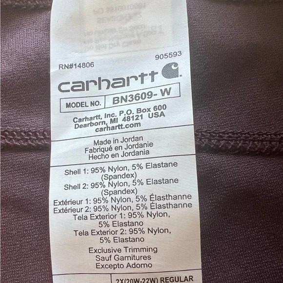 NWT Carhartt Women's Burgundy Utility Leggings Force Size 2XL MSRP $60 (C2) - Picture 8 of 11